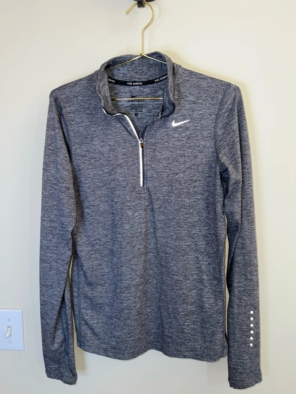 Nike Dri-Fit Running 1/4 Zip Pullover‎ Thumbholes Gray Women’s Size S